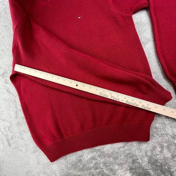 VTG Tommy Hilfiger Men's Large Red Flag Pullover Sweater Heavy Y2K Streetwear - Picture 7 of 10